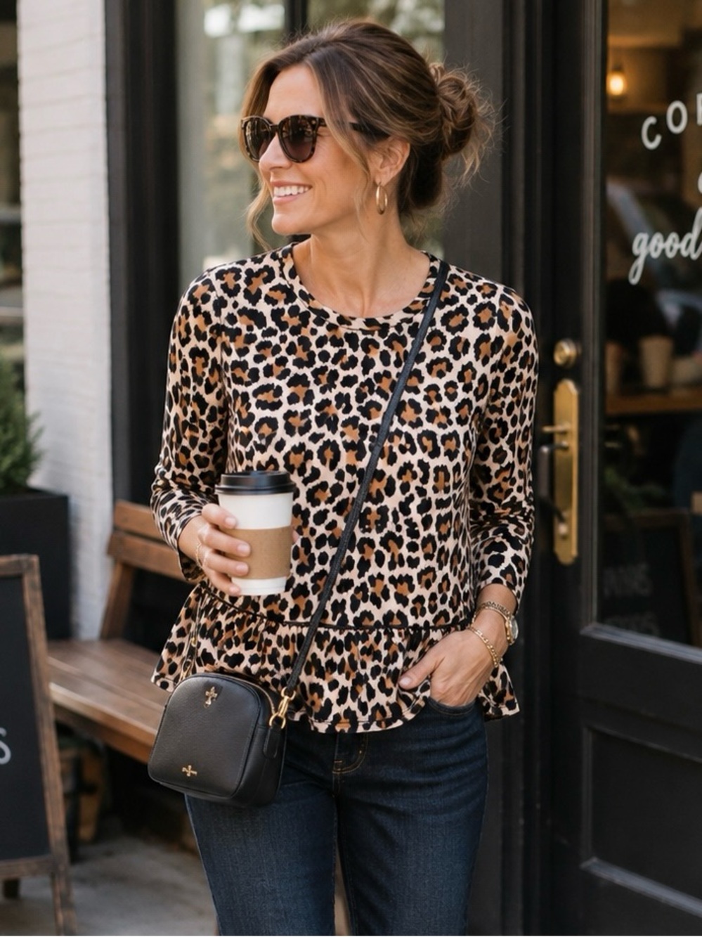 Kate Spade Women’s Leopard Print Peplum Top - Size S